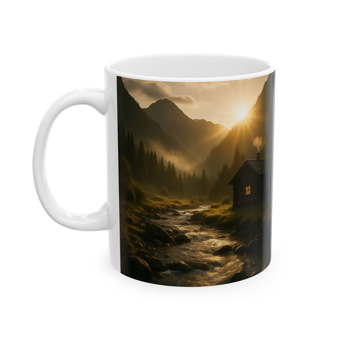 Cozy Cabin Ceramic Mug - Nature Lover Gift, Mountain Coffee Cup, Camping Decor, Homestead Mugs, Dreamy Wilderness Drinkware
